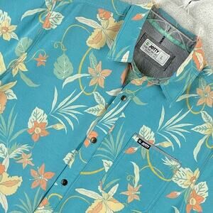 Jetty Garwood Shirt Men L Blue Floral Preppy Hawaiian Camp Beach Tropical Summer